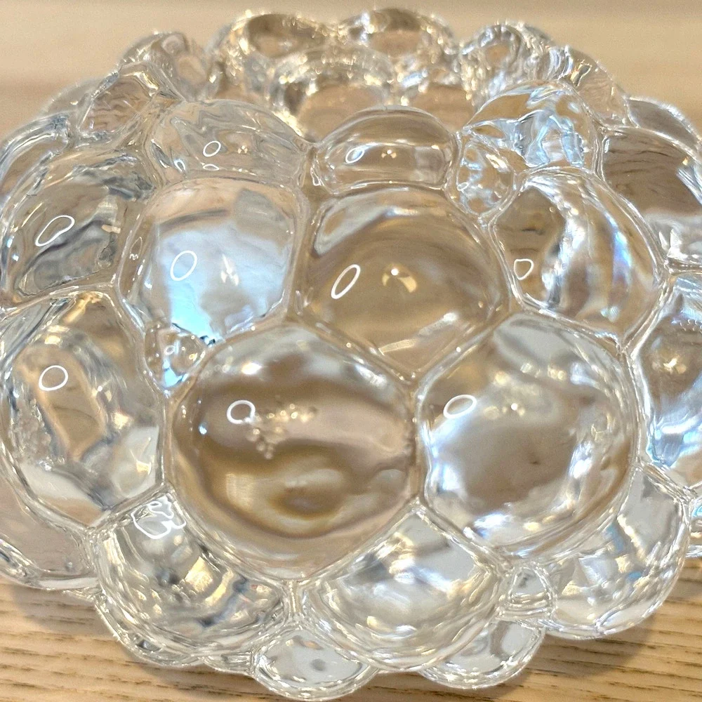 Orrefors Raspberry Art Glass Votive Candle Holder Tealight Bubble Texture Modern